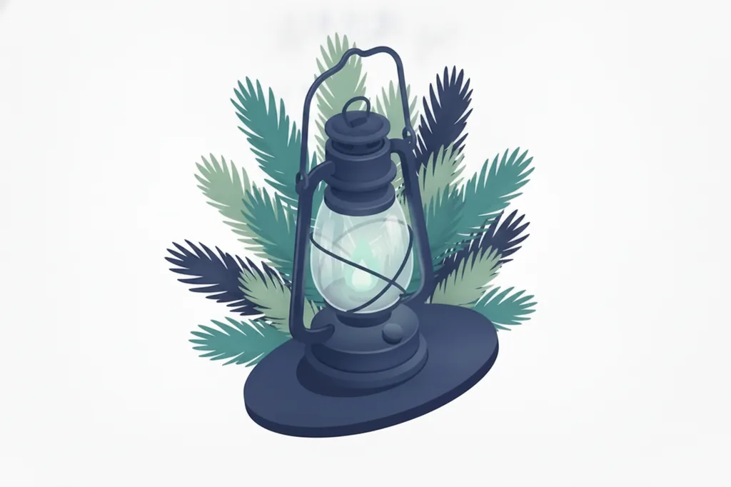 Soft illustration of a small lantern with a soft glowing flame