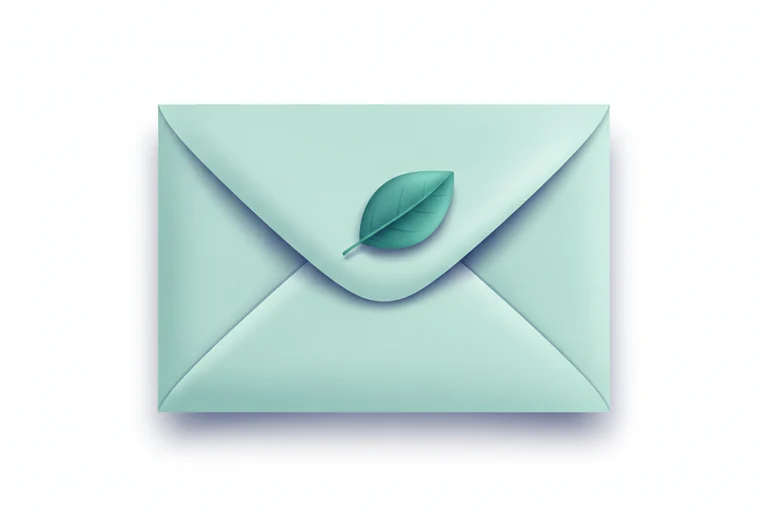 Soft illustration of a folded letter with a single leaf