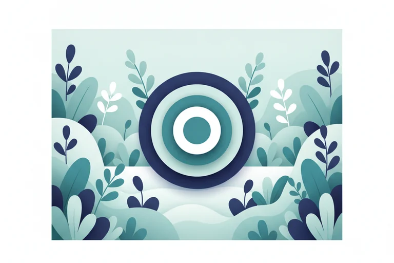 Soft illustration of concentric rings nestled in a calm meadow