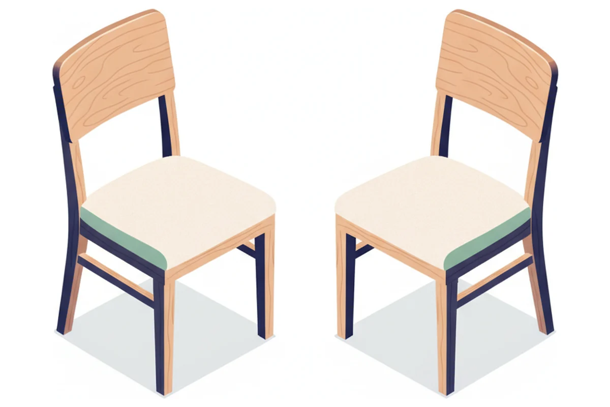 A large armchair standing behind a short row of three plain chairs.