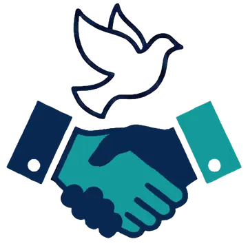Handshake with dove representing pastoral counselling approach