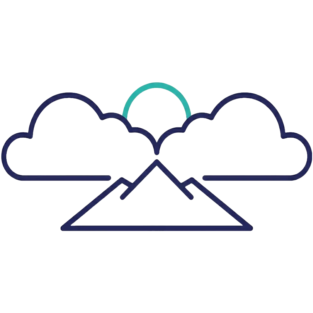 Depression therapy icon with mountains and clouds