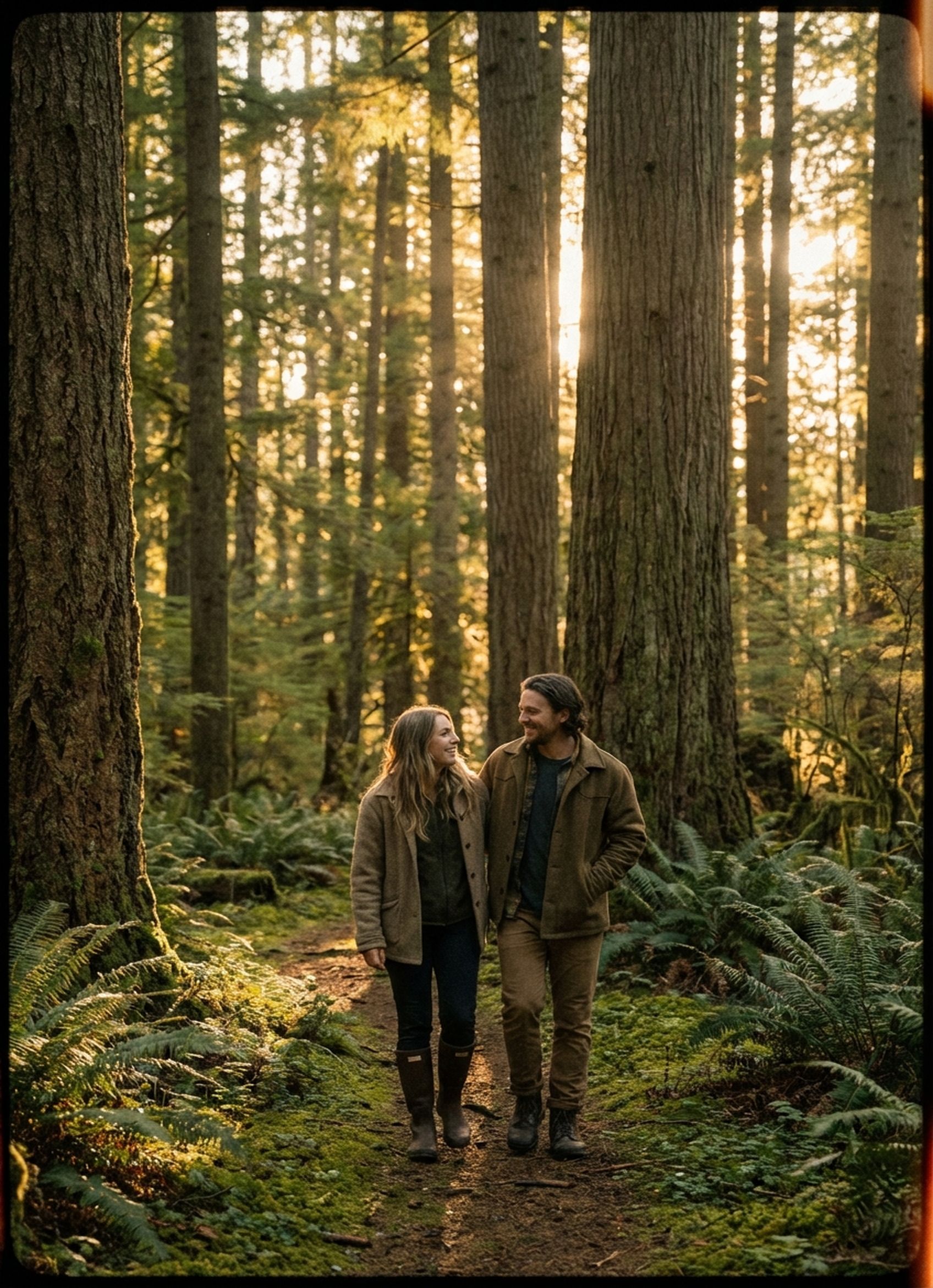 Couple walking together on a path