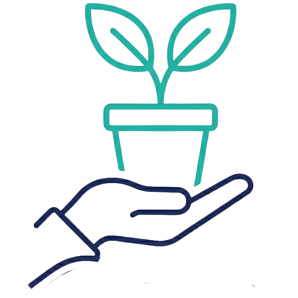 Seedling in hand representing community mental health resources