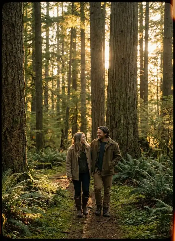 Couple walking together on a path