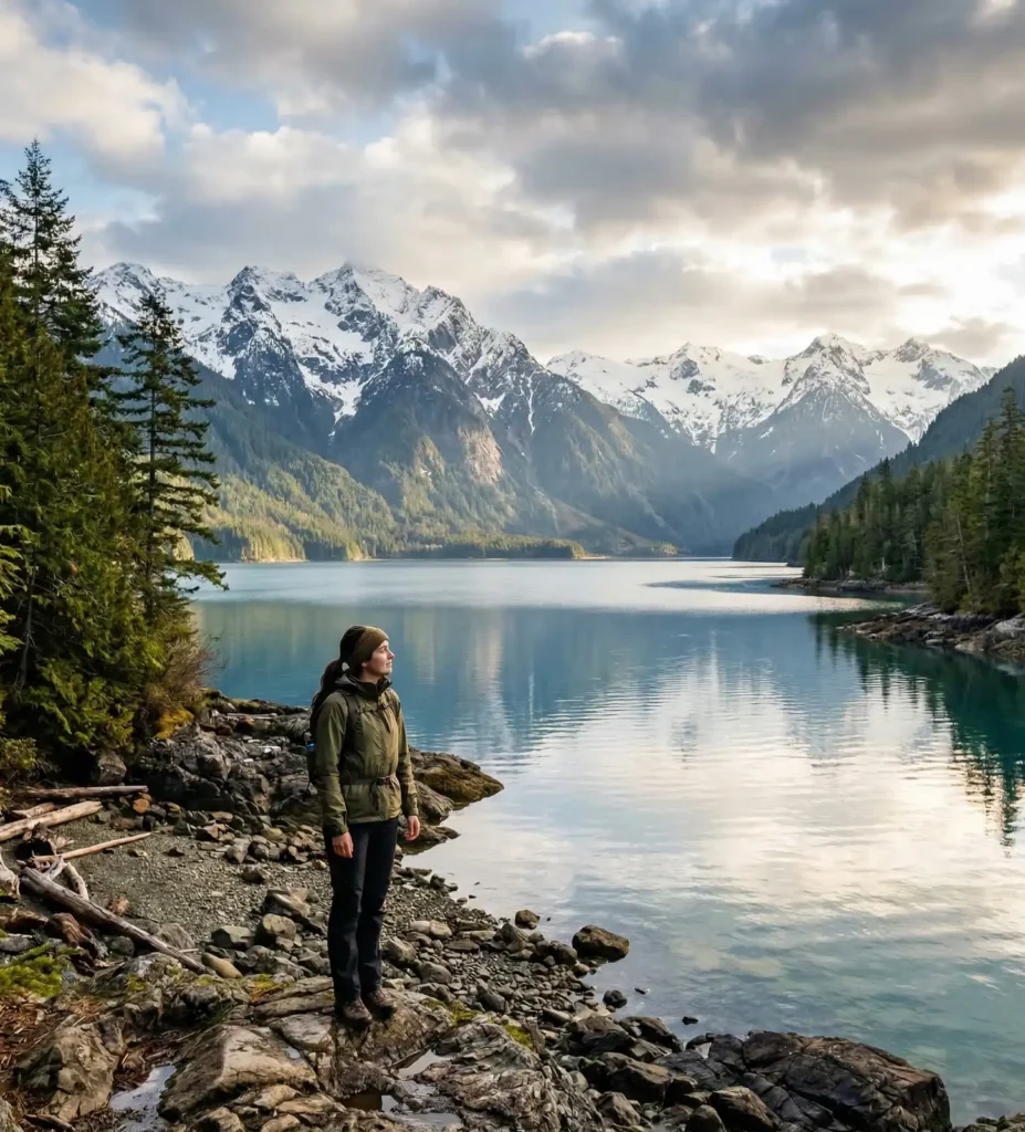 Mountain range and lake on Vancouver Island representing trauma and PTSD therapy